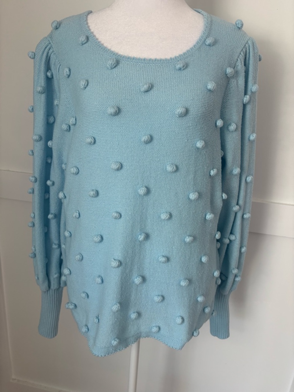 Lilly Pulitzer Light Blue Bobble-Texture Crewneck Sweater size large